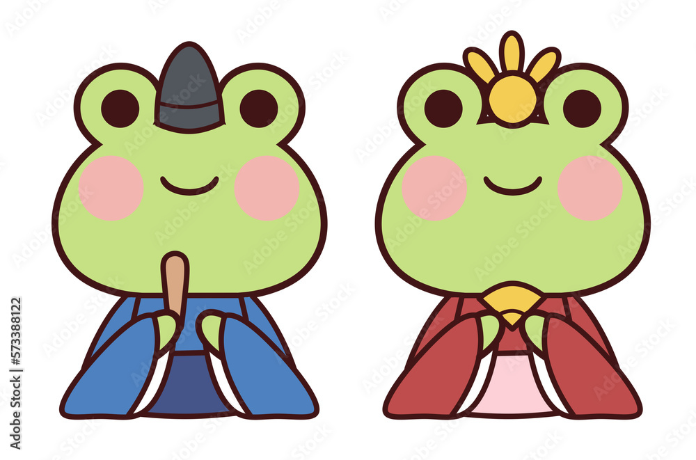 Obraz premium ひな人形/緑のカエル