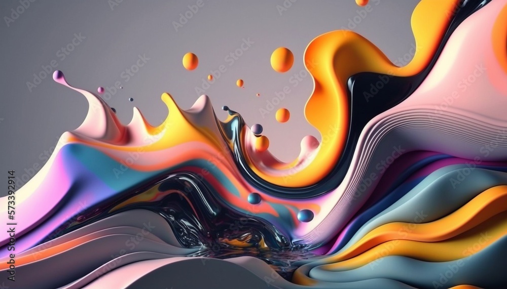 Abstract fluid curved wave in motion colorful background 3d render ...