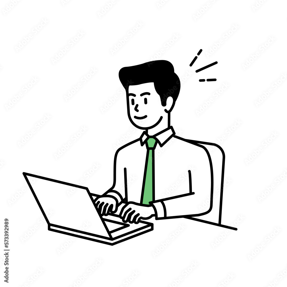 Illustration of a positive businessman full of energy with a smile Illustration of a positive businessman full of energy with a smile