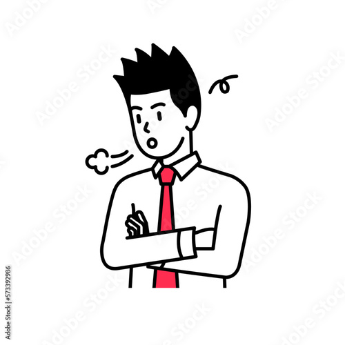 Vector illustration of businessman with tired expression and sigh