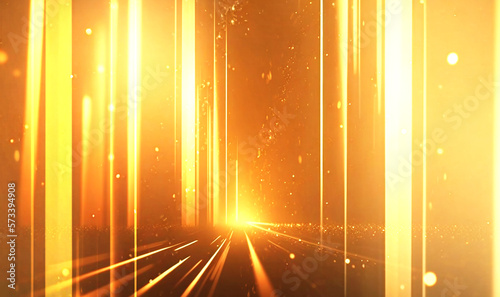 ゴールドのキラキラとした背景。光の粒が美しい背景。Generative AI