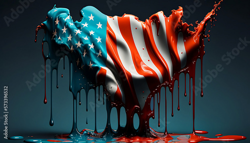 Dripping American Flag. Created using generative AI, Tuned.