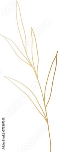 Wedding leaf branch gold line art