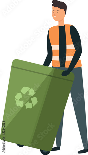 Garbage basket icon cartoon vector. Cleaner job. Waste collector