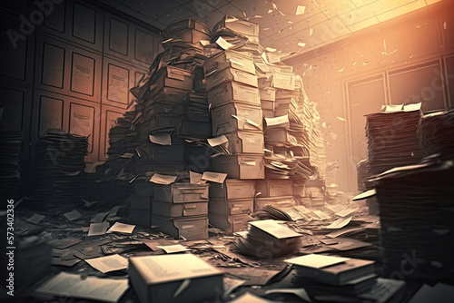 Stockpile of documents. Generative AI