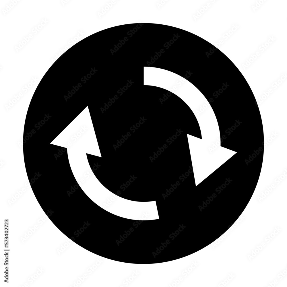 Round reload silhouette icon. Refresh and rotating arrows. Vector. Round reload silhouette icon. Refresh and rotating arrows. Vector.