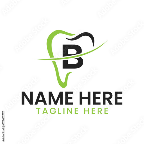 Letter B Dental Logo Concept With Teeth And Smile Icon. Dental Logotype Symbol