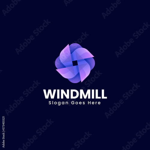 Vector Logo Illustration Windmill Gradient Colorful Style