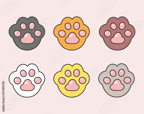 adorable Cat Paw Dog Paw vector icon illustration, cute cat foot wallpaper. Vector illustration