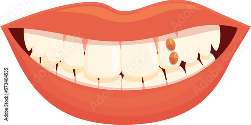 Ruby tooth gem icon cartoon vector. Dental care. Clean smile