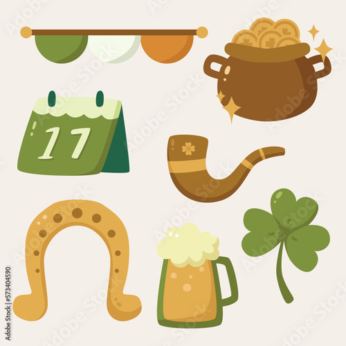 St. Patrick's Day Cute Vector Illustration Set Collection