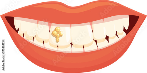 Mouth tooth gem icon cartoon vector. Dental care. Woman smile