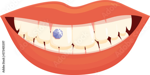 Dentist tooth gem icon cartoon vector. Dental care. Clean mouth
