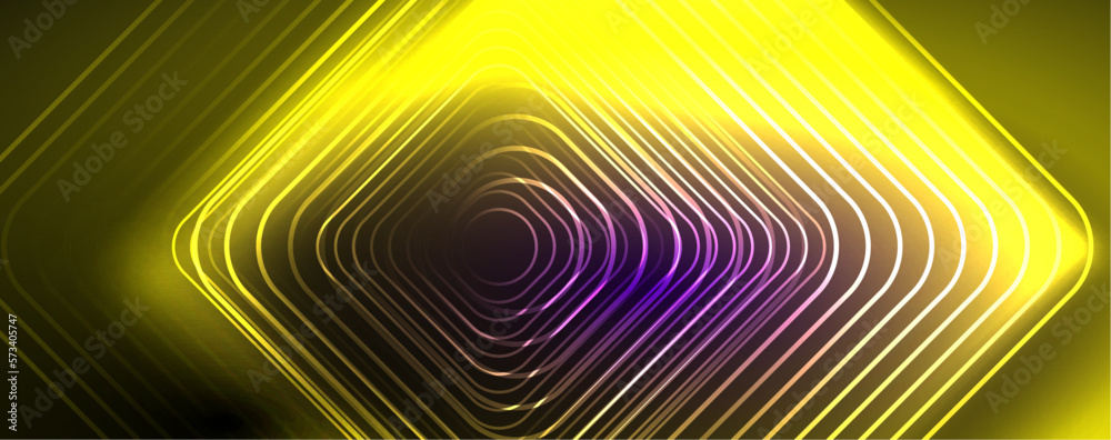 Fototapeta premium Neon glowing lines and angles, magic energy space light concept. Vector illustration for wallpaper, banner, background, leaflet, catalog, cover, flyer