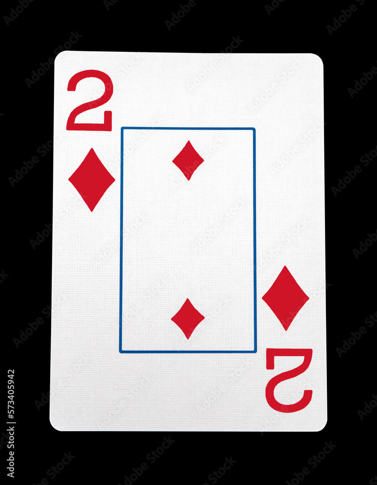 Two of diamonds card with clipping path
