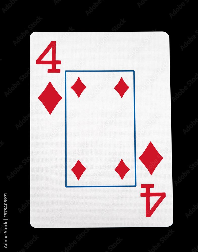 Four of diamonds card with clipping path