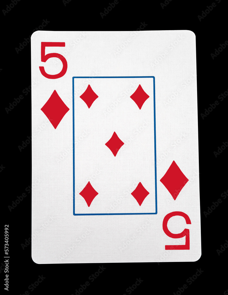 Obraz premium Five of diamonds card with clipping path