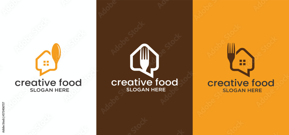 Fototapeta premium fast food chef home logo, restaurant chef logo design concept,Food,Restaurant vector.