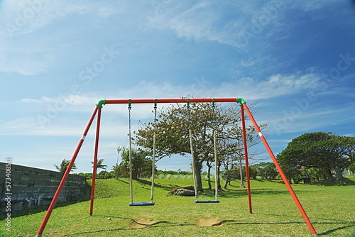 empty playground swing