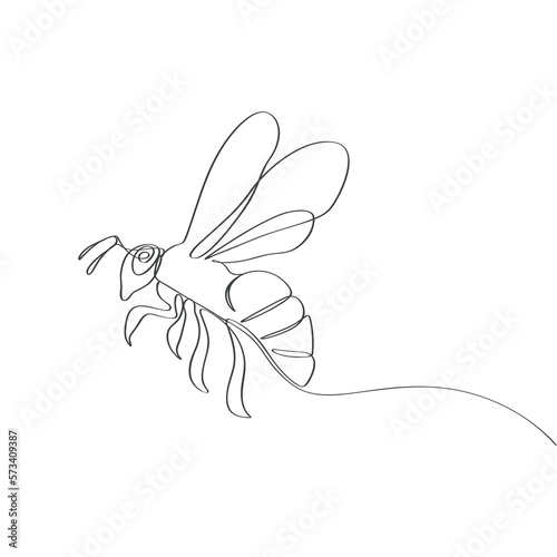 Honey bee hand drawn continues line art drawing illustration