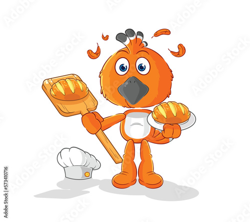 hudhud bird baker with bread. cartoon mascot vector