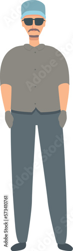 Trucker cap icon cartoon vector. Male face. Cargo man