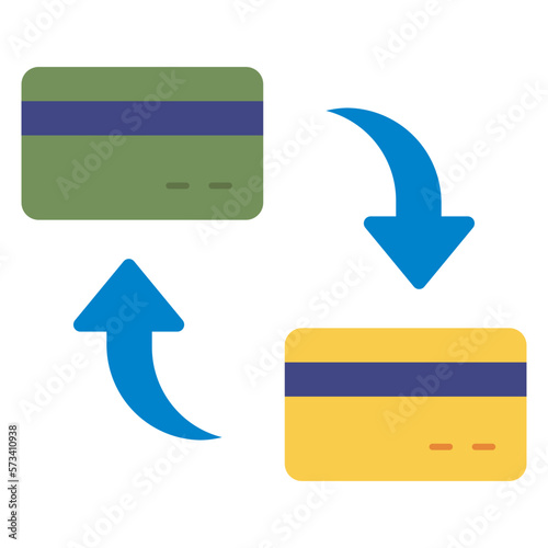 switch payment from credit card to debit card  flat icon