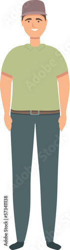 Adult trucker icon cartoon vector. Driver man. Car work