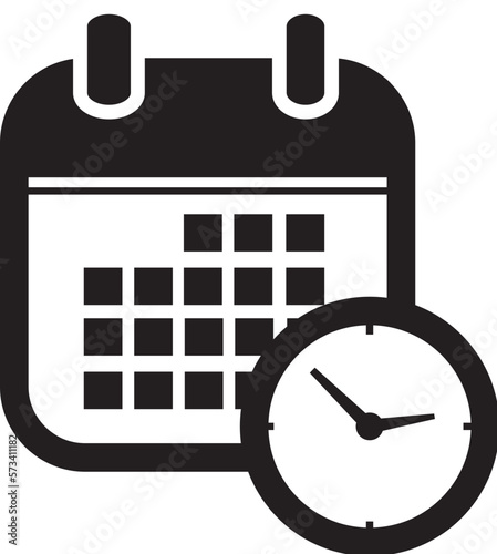 calendar icon vector with clock