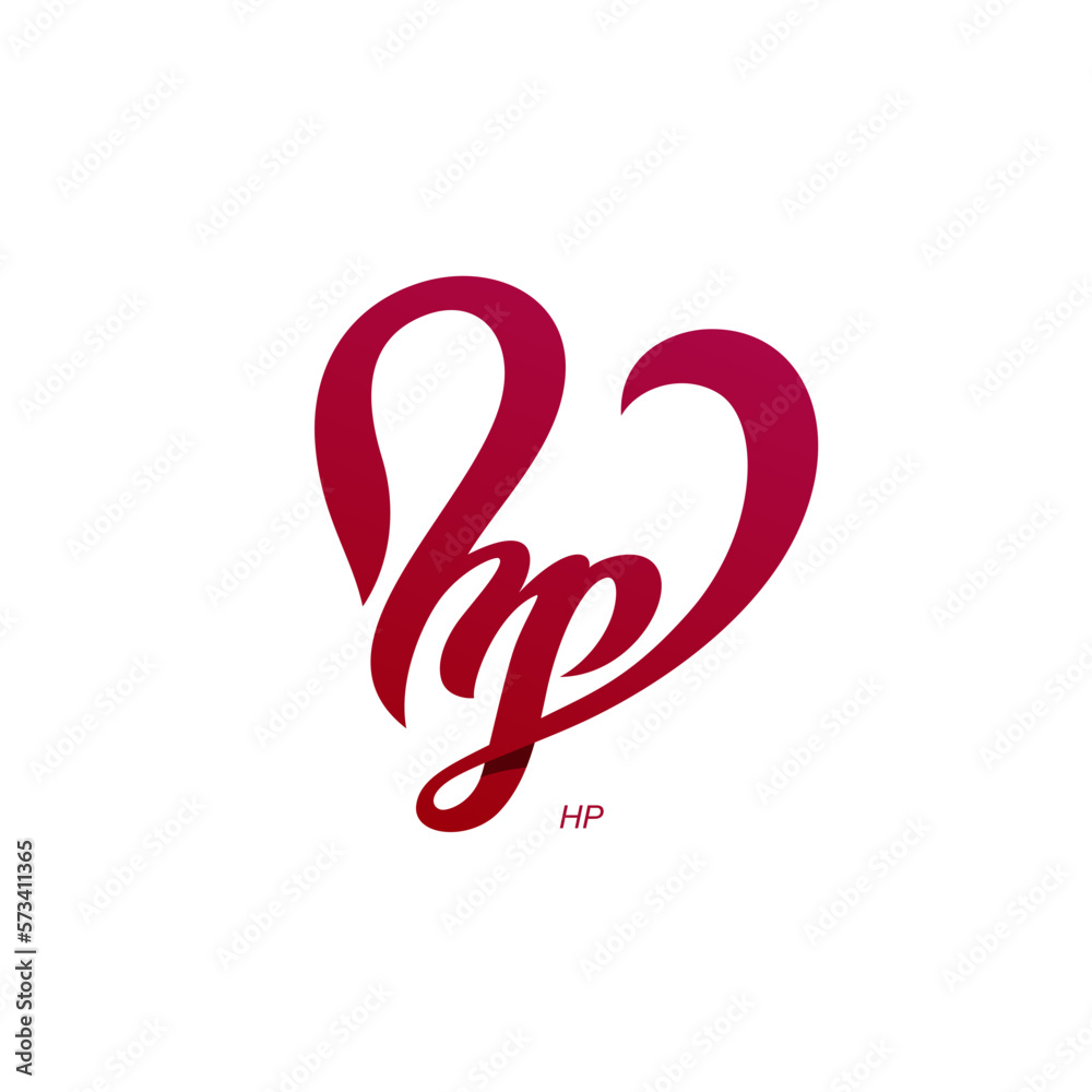 Letter H P and Heart with a Ribbon