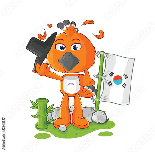 hudhud bird korean character. cartoon mascot vector photo