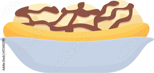 Dessert banana split icon cartoon vector. Food cream. Vanilla fruit