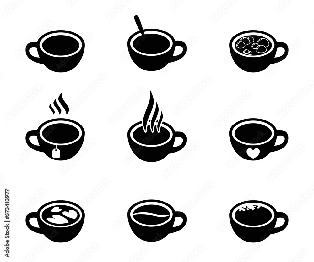 Coffee and tea cup icon set Coffee and tea cup icon set