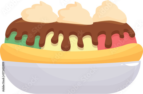 Italian banana split icon cartoon vector. Sundae food. Sweet snack