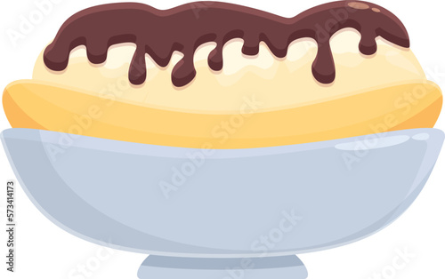 Ice chocolate cream icon cartoon vector. Banana split. Vanilla snack