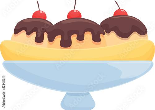 Chocolate dessert icon cartoon vector. Cherry food. Vanilla ice