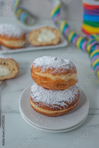 sweet home made Krapfen or Berliner doughnuts