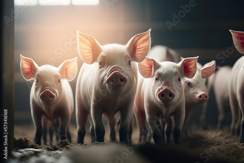 Pigs livestock farm. Agriculture industry swine. Generation AI