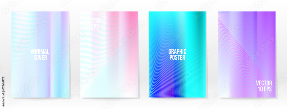 Fototapeta premium Holographic Poster Set Iridescent Technology Cover