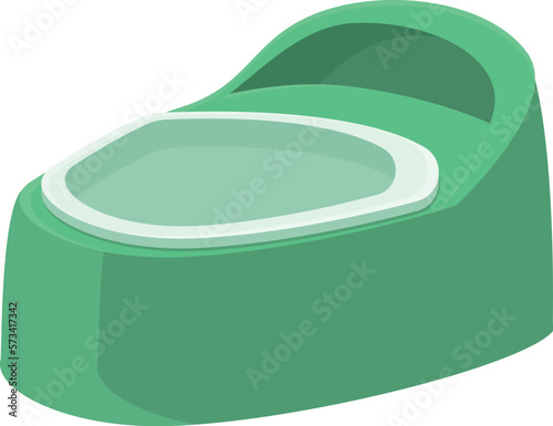 Green potty icon cartoon vector. Baby toilet. Object pot