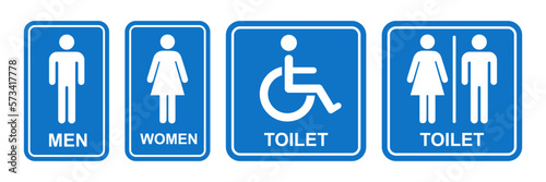 Fotografia toilet sign printable public sign symbol man woman wc simple blue minimalist des