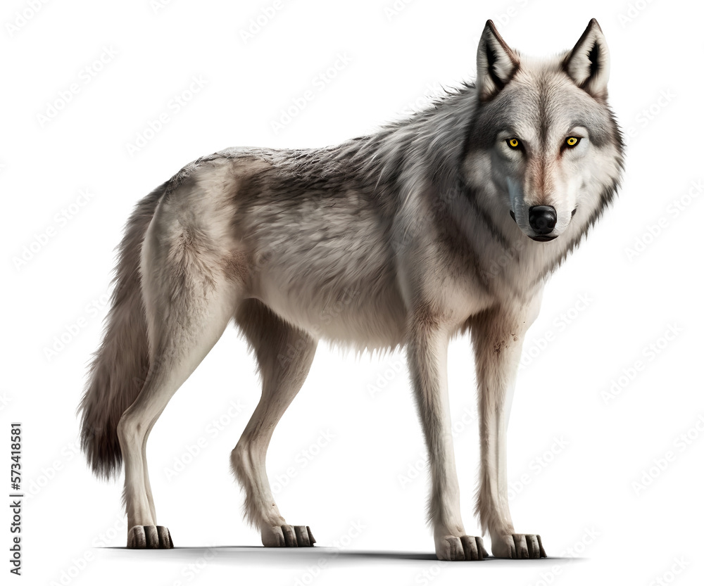 Alpha wolf, isolated background. Generative Ai
