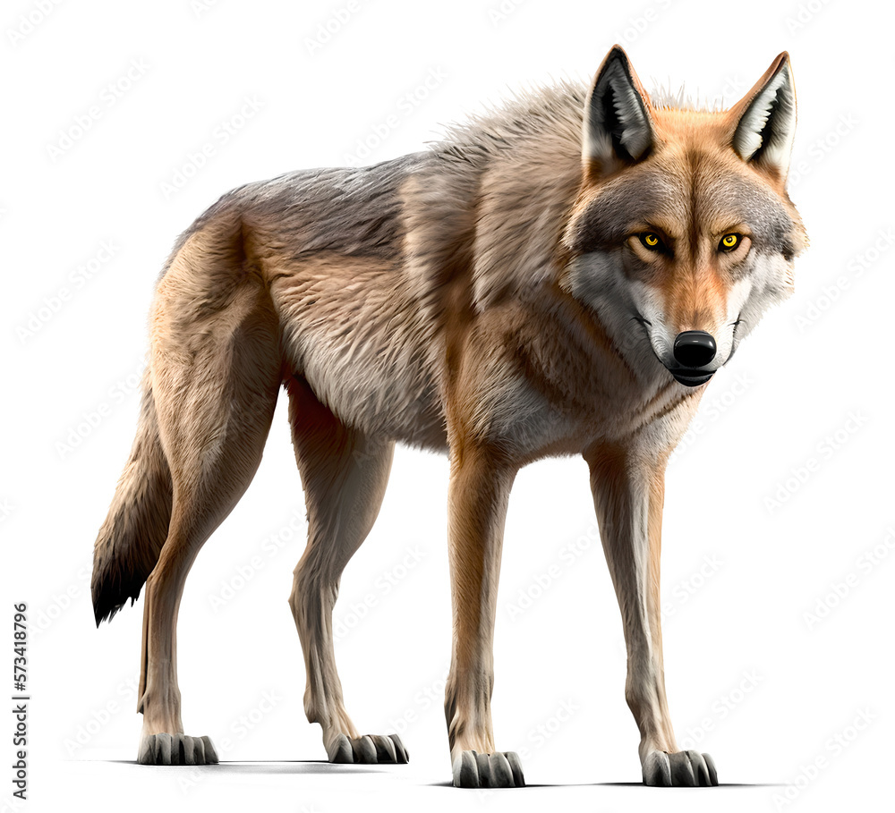 Fototapeta premium Wolf, on transparent background. Generative Ai