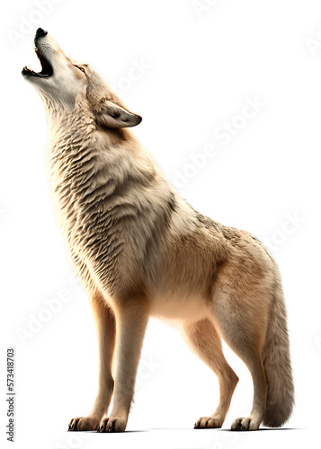 Howling wolf  isolated on transparent background. Generative Ai