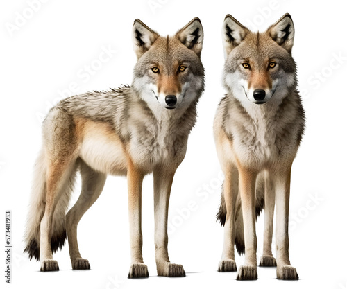 Wolf couple  isolated on transparent background. Generative Ai