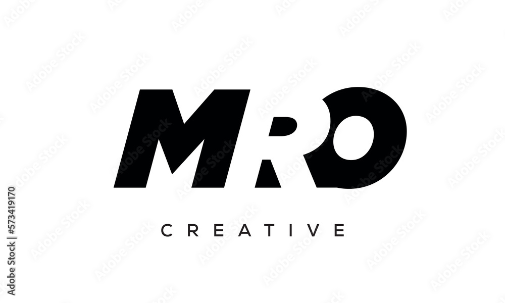 MRO letters negative space logo design. creative typography monogram vector - obrazy, fototapety, plakaty 