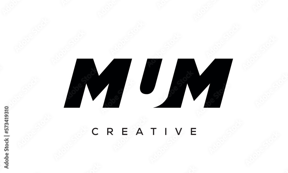 MUM letters negative space logo design. creative typography monogram vector MUM letters negative space logo design. creative typography monogram vector