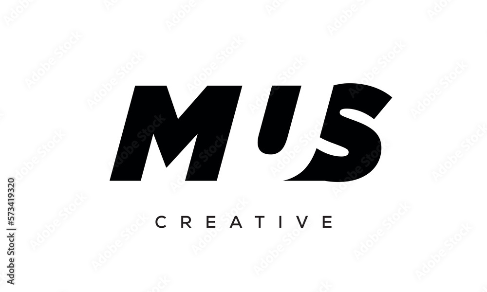 MUS letters negative space logo design. creative typography monogram vector MUS letters negative space logo design. creative typography monogram vector