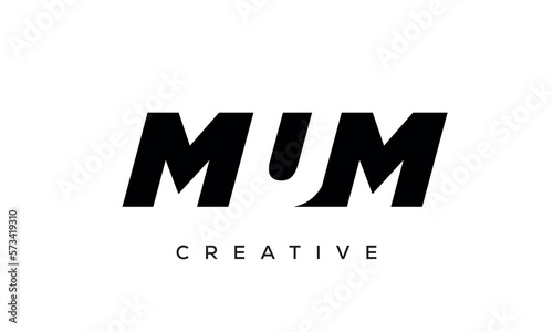 MUM letters negative space logo design. creative typography monogram vector