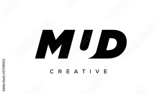 MUD letters negative space logo design. creative typography monogram vector